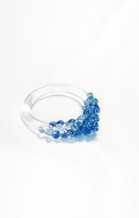 Niebieski pierścionek korona "Crystal" Niebieski pierścionek korona "Crystal"