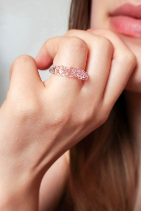 Różowy pierścionek korona "Crystal" Różowy pierścionek korona "Crystal"