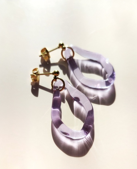 Długie lawendowe kolczyki "Amorphic"