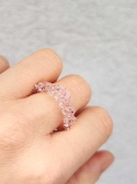 Różowy pierścionek korona "Crystal"